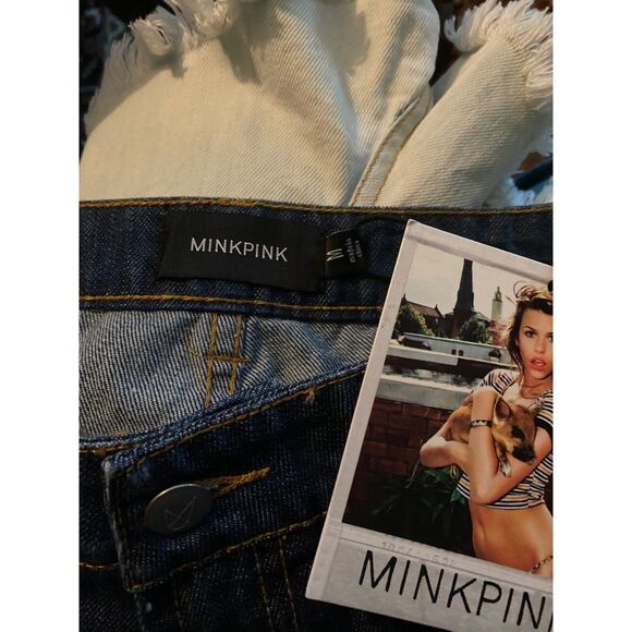 NWT MINKPINK Aztec Print Bleached Dip Dyed Denim Shorts M - Picture 7 of 7